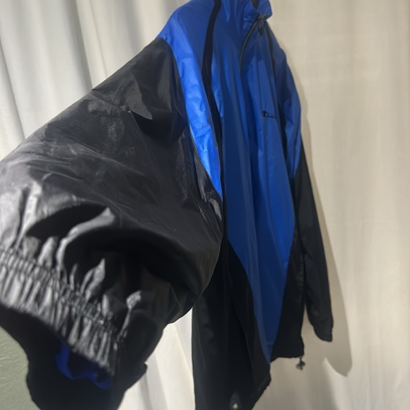 Champion Vintage Blue Black Mesh Lined Thin Zipper Jacket Windbreaker Workout - Picture 3 of 9